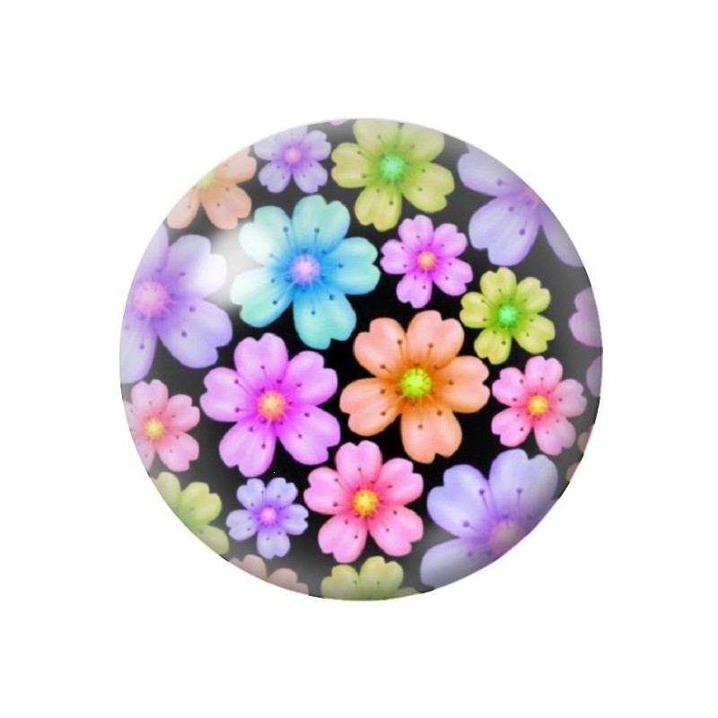 Cabochon en Verre Illustré Fleurs 12 à 25mm