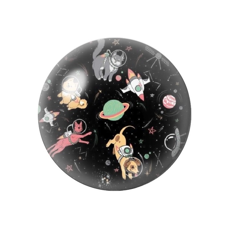 Cabochon en Verre Illustré Chien Astronautes Planètes 12 à 25mm
