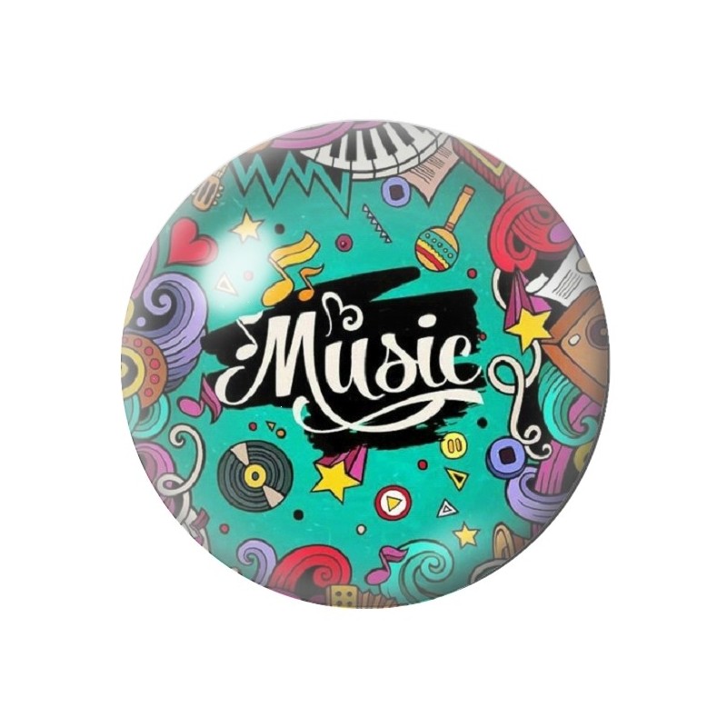 Cabochon en Verre Illustré Musqiue 12 à 25mm