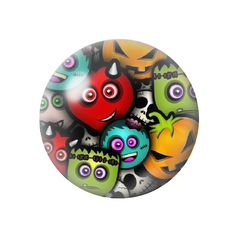 Cabochon en Verre Illustré Halloween 12 à 25mm