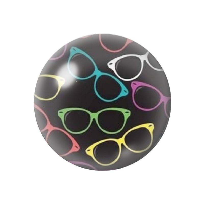 Cabochon en Verre Illustré Lunettes Rétro 12 à 25mm