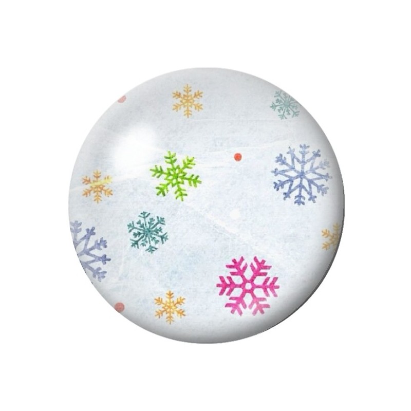 Cabochon en Verre Illustré Flocons de Neige Noêl 12 à 25mm