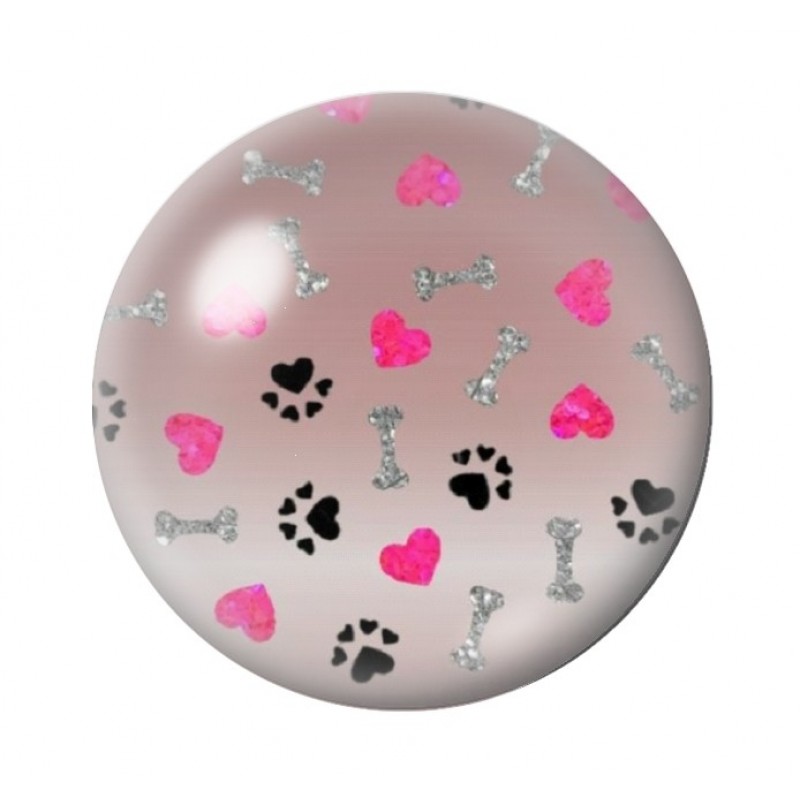Cabochon en Verre Illustré Pattes Chien 12 à 25mm