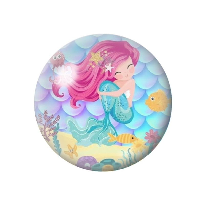 Cabochon en Verre Illustré Sirène 12 à 25mm