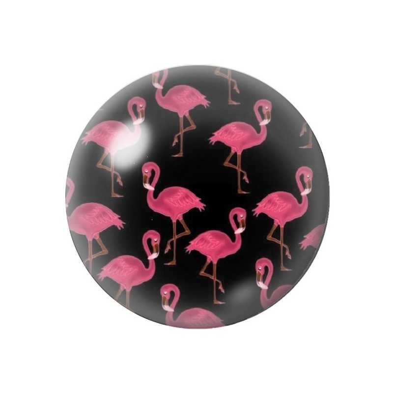 Cabochon en Verre Illustré Flamants Roses 12 à 25mm