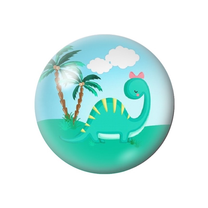 Cabochon en Verre Illustré Dinosaure 12 à 25mm