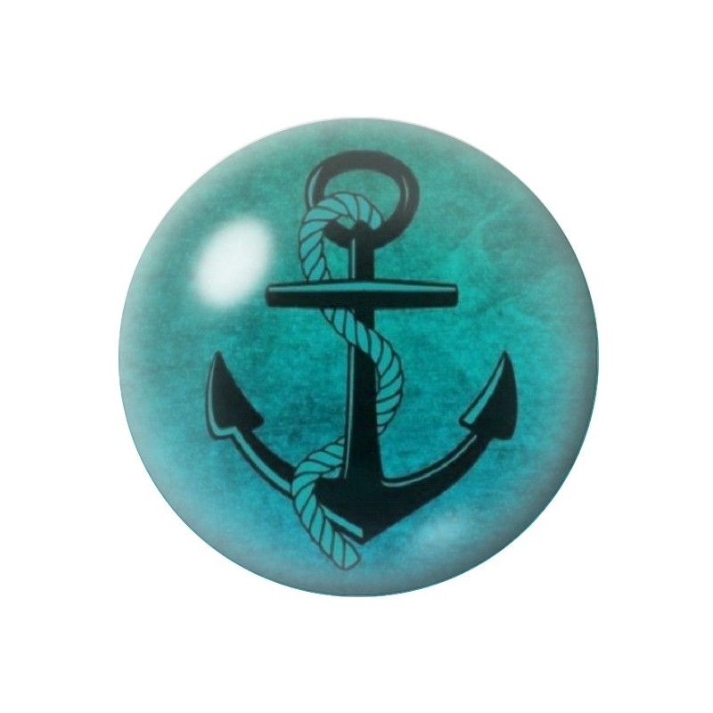 Cabochon en Verre Illustré Ancre Marine 12 à 25mm