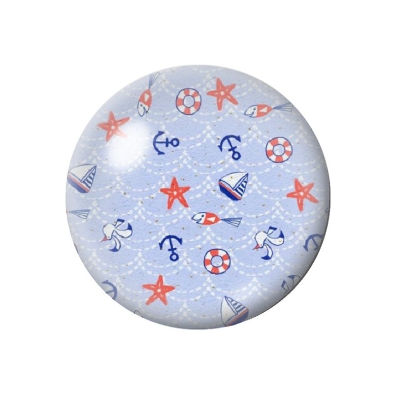 Cabochon en Verre Illustré Ancre Marine 12 à 25mm