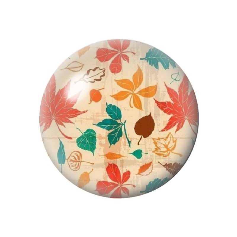 Cabochon en Verre Illustré Feuille d'Automne 12 à 25mm