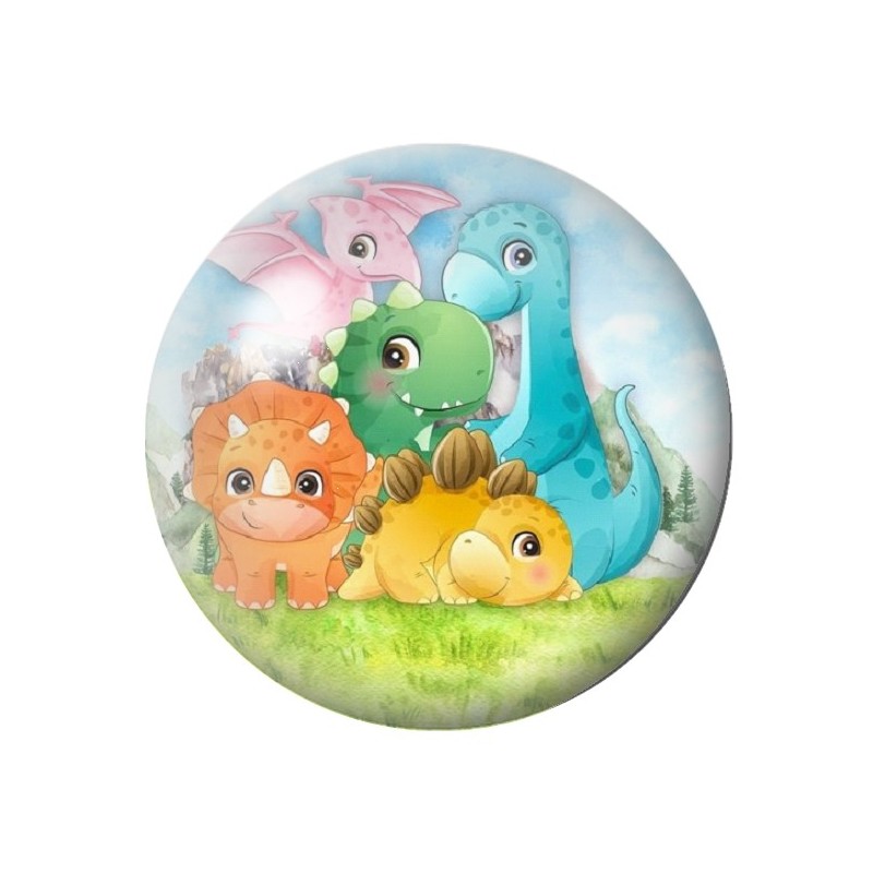 Cabochon en Verre Illustré Dinosaures 12 à 25mm