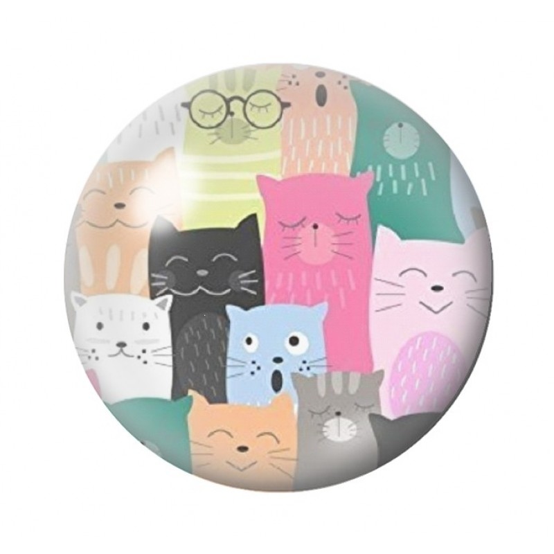 Cabochon en Verre Illustré Chats 12 à 25mm