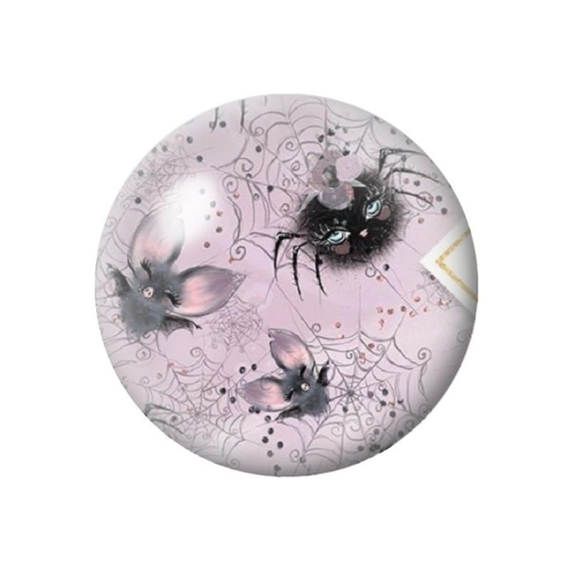 Cabochon en Verre Illustré Chauve-souris Araignée Halloween 12 à 25mm