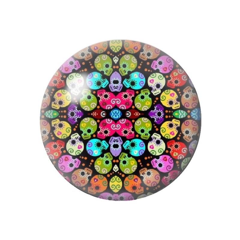 Cabochon en Verre Illustré Calavera 12 à 25mm