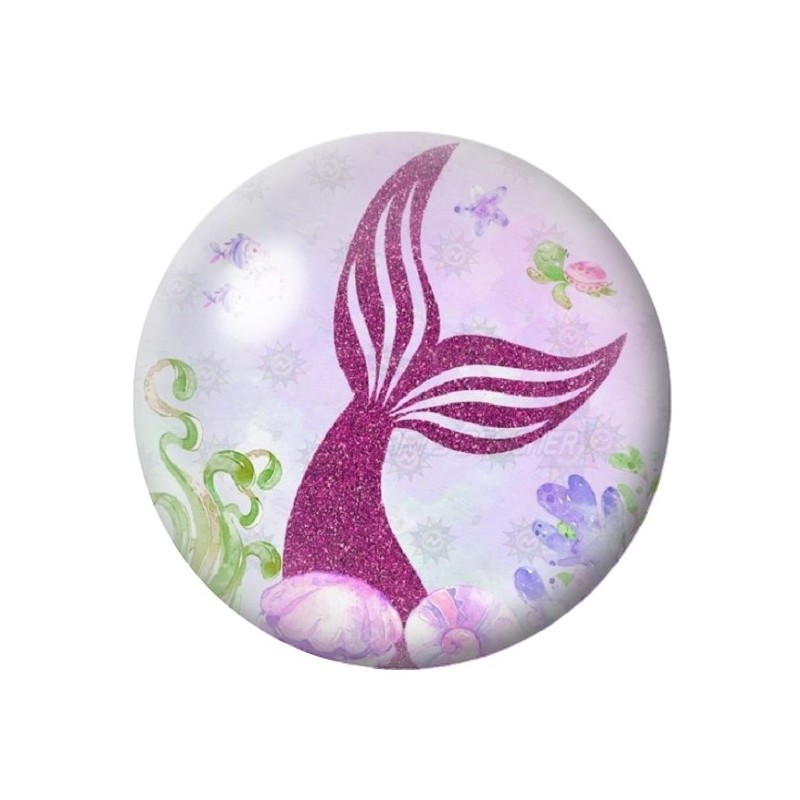 Cabochon en Verre Illustré Queue de Sirène 12 à 25mm