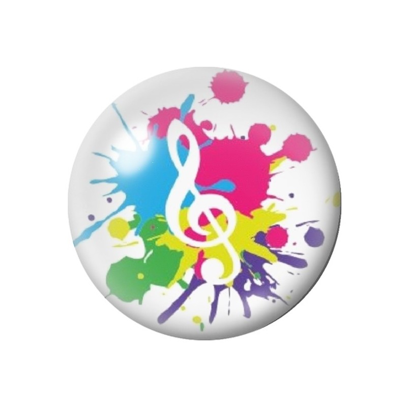 Cabochon en Verre Illustré Clé de Sol Note de Musique 12 à 25mm