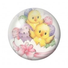 Cabochon en Verre Illustré Poussins Pâques 12 à 25mm pour la Création de Bijoux Fantaisie - DIY
