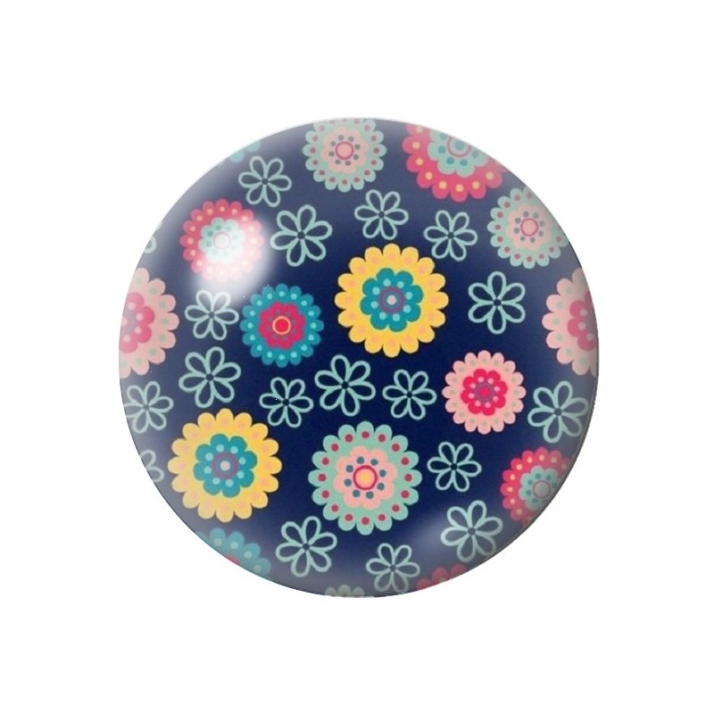 Cabochon en Verre Illustré Fleurs 12 à 25mm