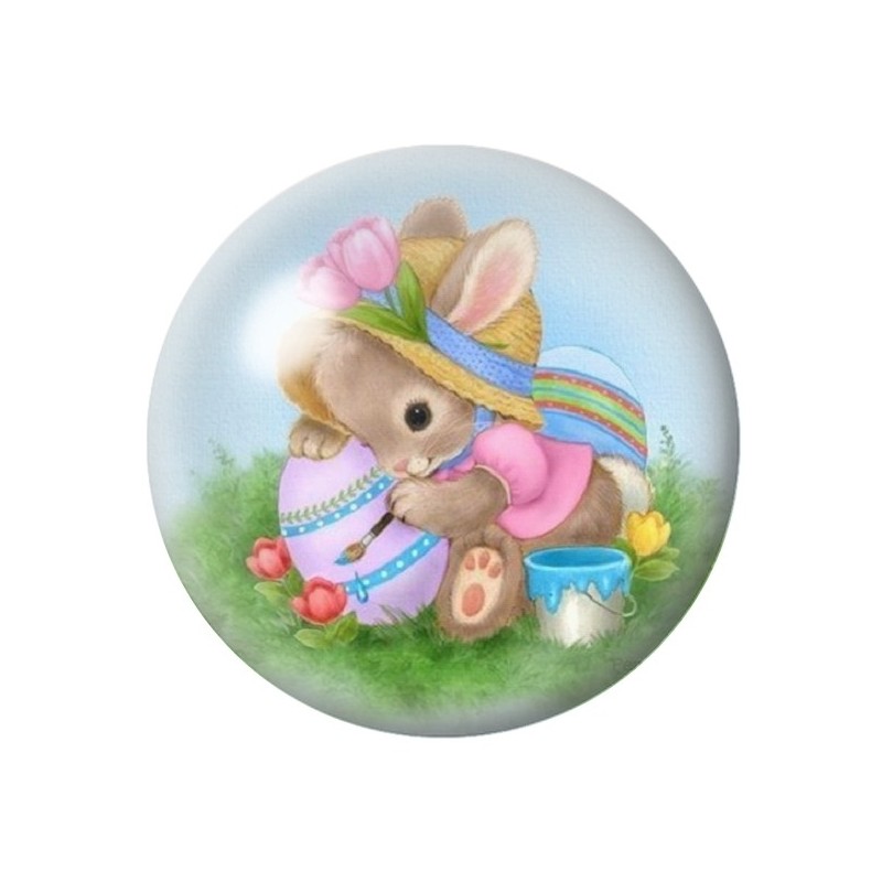 Cabochon en Verre Illustré Lapin Pâques 12 à 25mm