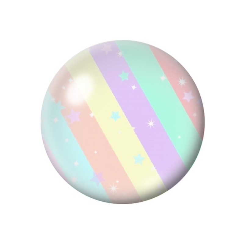 Cabochon en Verre Illustré Rayures Arc-en-ciel 12 à 25mm