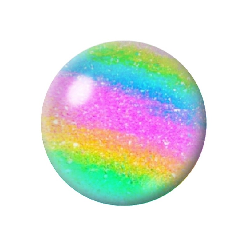 Cabochon en Verre Illustré Paillettes Arc-en-Ciel 12 à 25mm