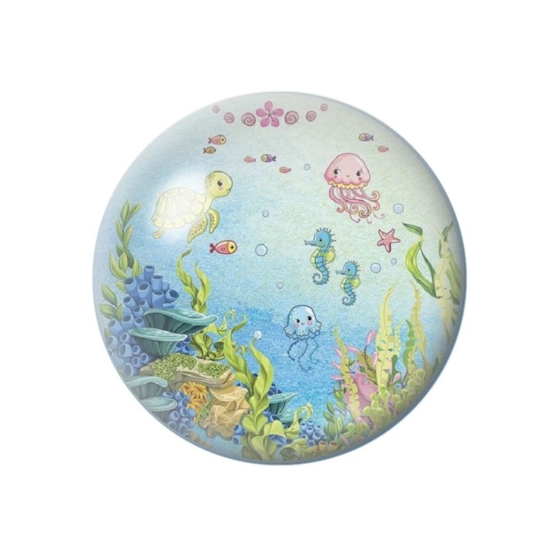 Cabochon en Verre Illustré Tortue Mer 12 à 25mm