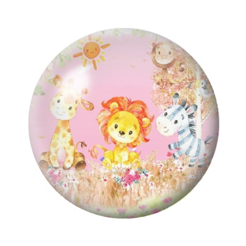 Cabochon en Verre Illustré Animaux de la Savane 12 à 25mm