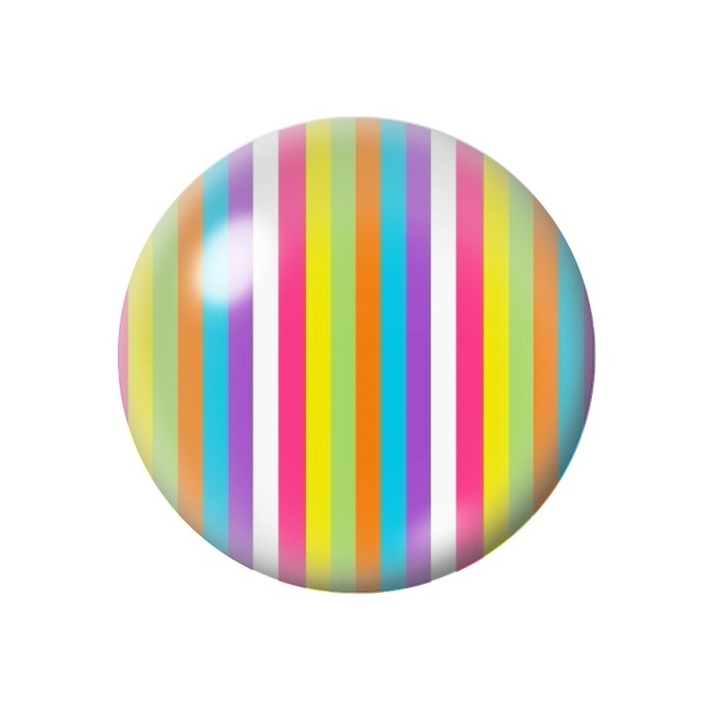 Cabochon en Verre Illustré Rayures Arc-en-Ciel 12 à 25mm