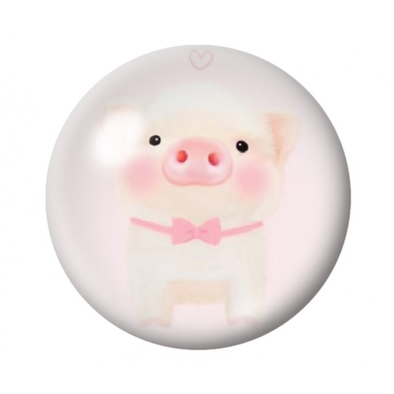 Cabochon en Verre Illustré Cochon 12 à 25mm