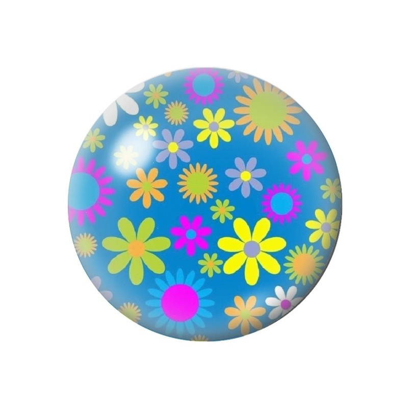 Cabochon en Verre Illustré Fleurs 12 à 25mm