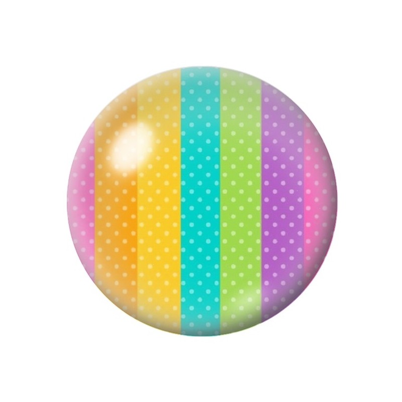 Cabochon en Verre Illustré Rayures Arc-en-ciel 12 à 25mm
