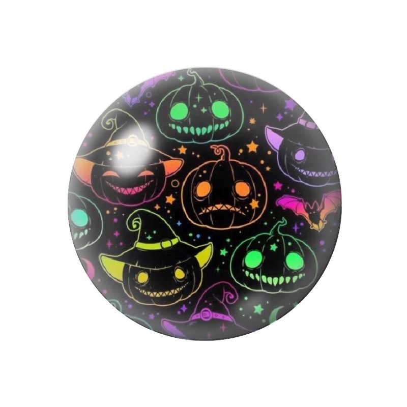 Cabochon en Verre Illustré Citrouilles Halloween 12 à 25mm