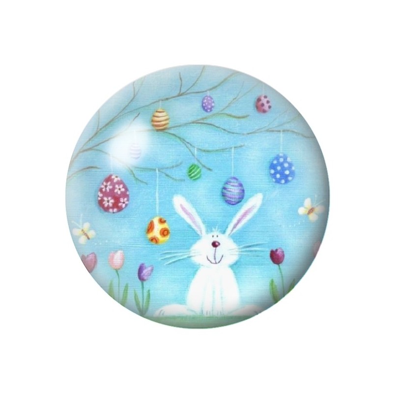Cabochon en Verre Illustré Lapin Pâques 12 à 25mm