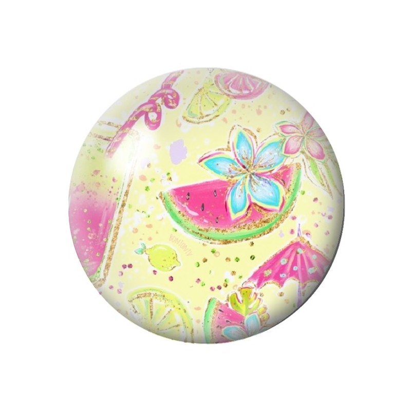 Cabochon en Verre Illustré Pastèque 12 à 25mm