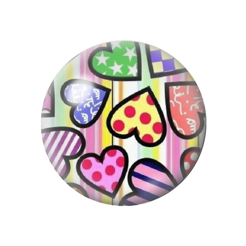 Cabochon en Verre Illustré Coeurs 12 à 25mm