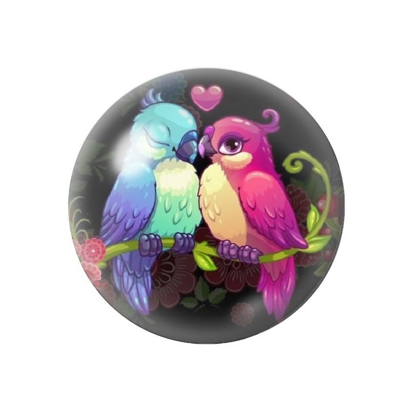 Cabochon en Verre Illustré Perroquets 12 à 25mm
