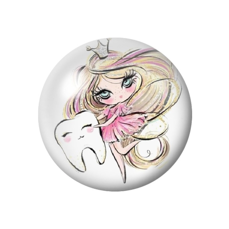 Cabochon en Verre Illustré Fée des Dents 12 à 25mm