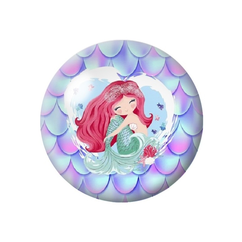 Cabochon en Verre Illustré Sirène 12 à 25mm