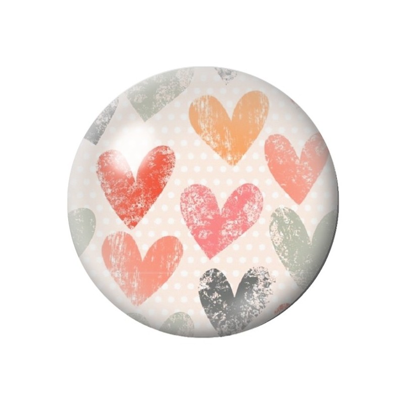 Cabochon en Verre Illustré Coeurs 12 à 25mm