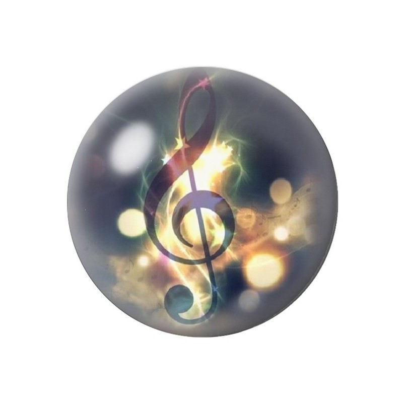 Cabochon en Verre Illustré Clé de Sol Note de Musique 12 à 25mm