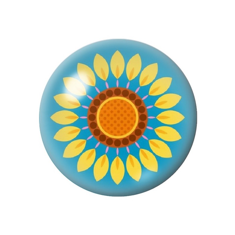 Cabochon en Verre Illustré Fleur Tournesol 12 à 25mm