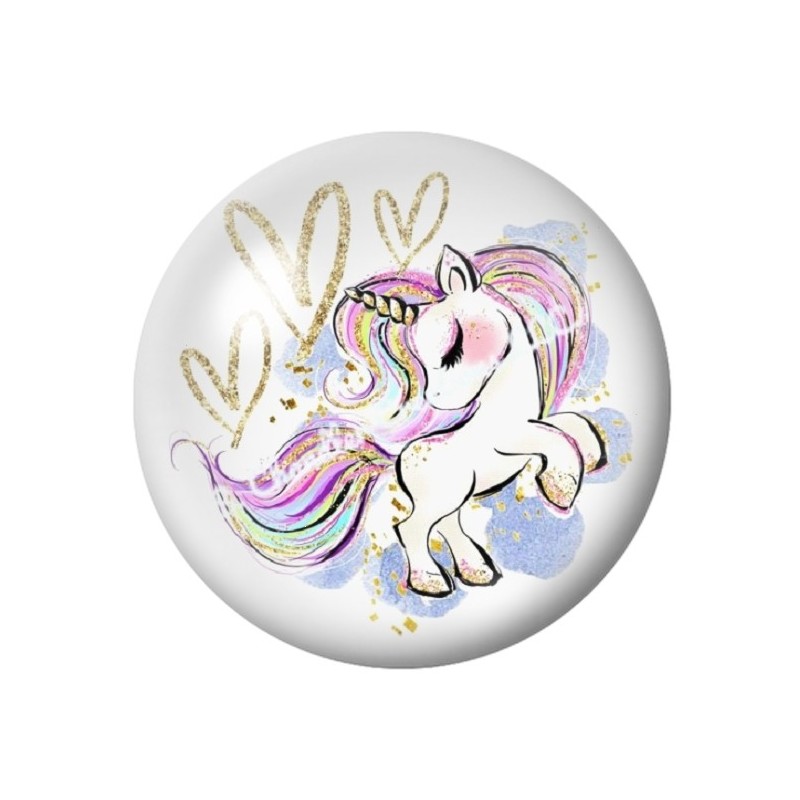 Cabochon en Verre Illustré Licorne 12 à 25mm