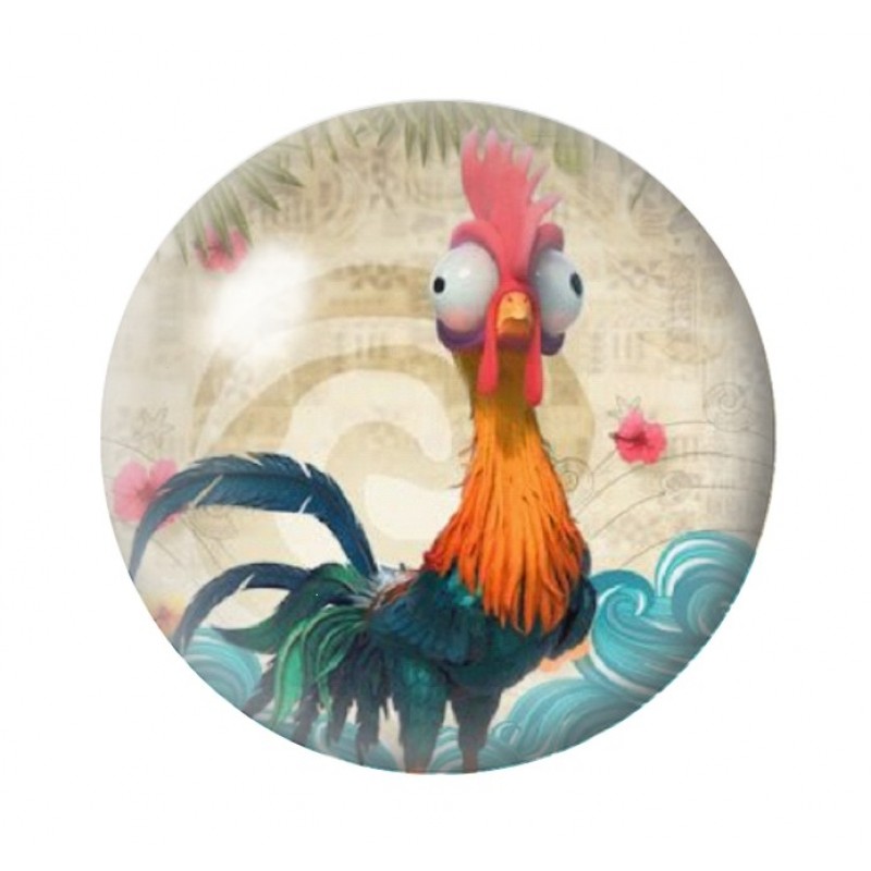 Cabochon en Verre Illustré Coq 12 à 25mm