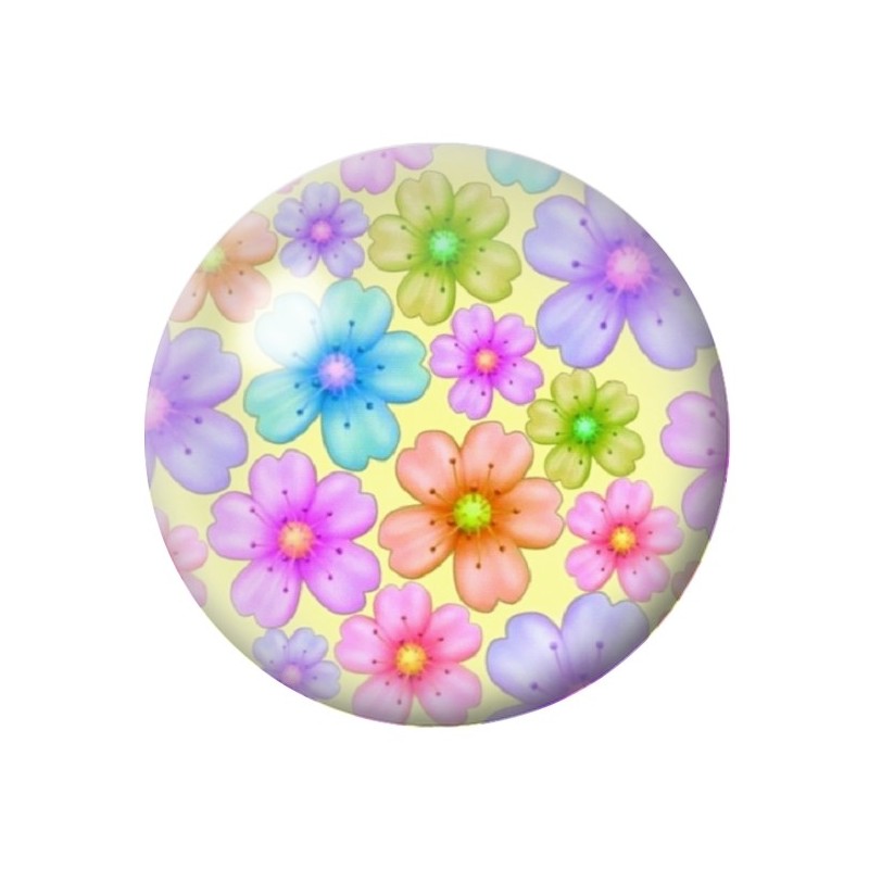 Cabochon en Verre Illustré Fleurs 12 à 25mm