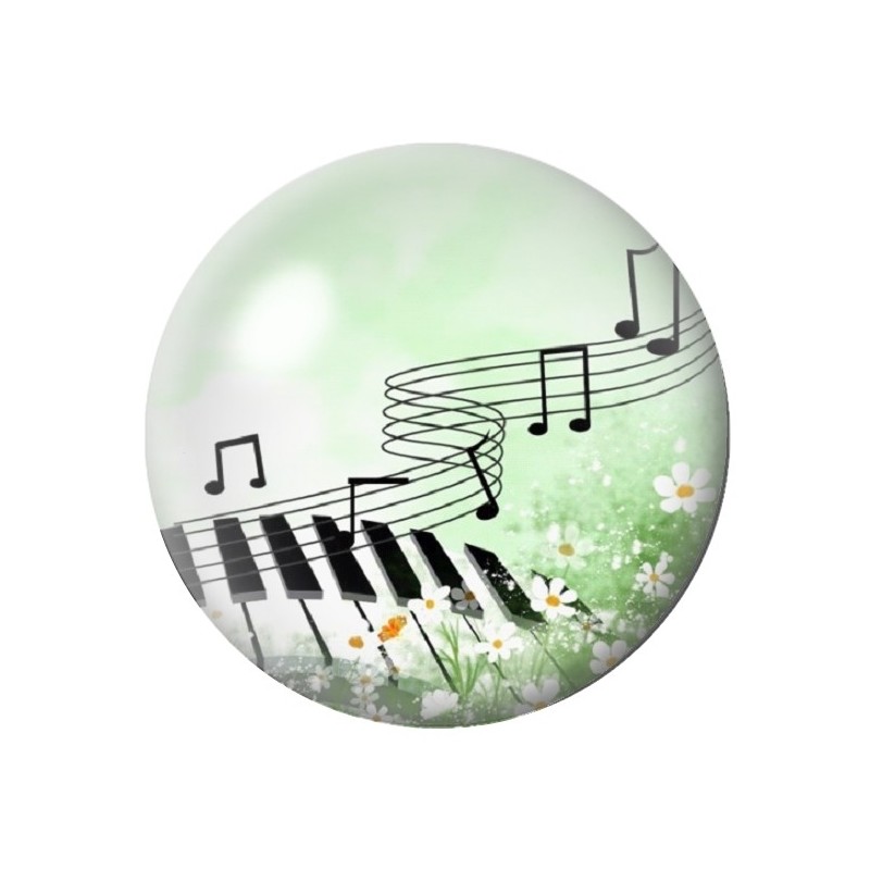 Cabochon en Verre Illustré Notes de Musique 12 à 25mm