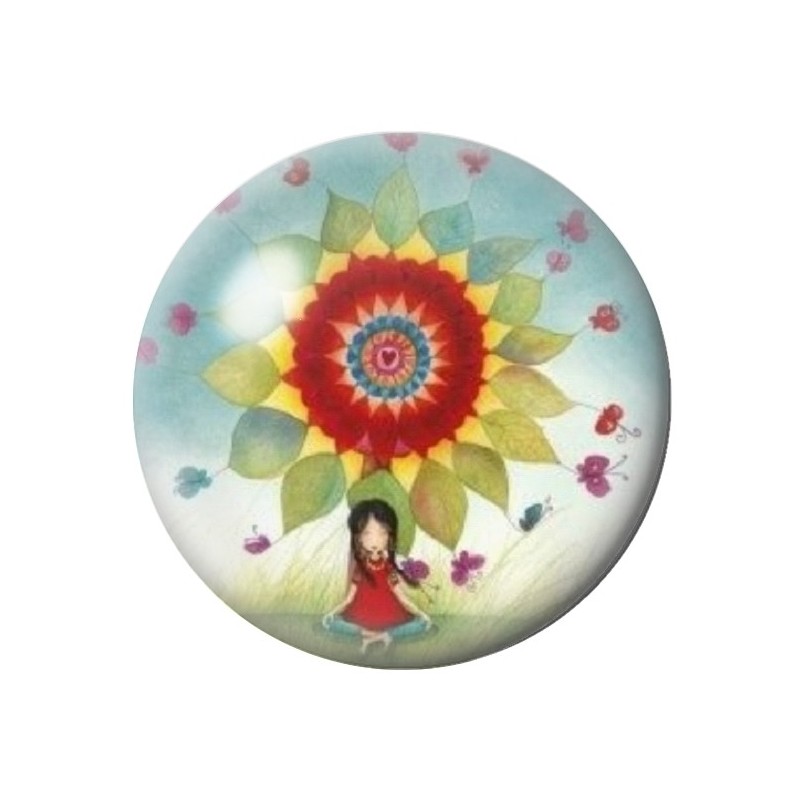 Cabochon en Verre Illustré Fleur 12 à 25mm