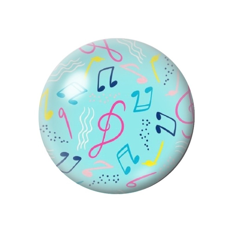 Cabochon en Verre Illustré Notes de Musique 12 à 25mm
