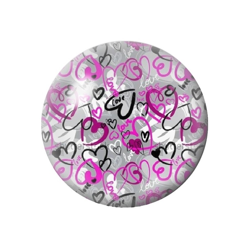 Cabochon en Verre Illustré Coeurs 12 à 25mm