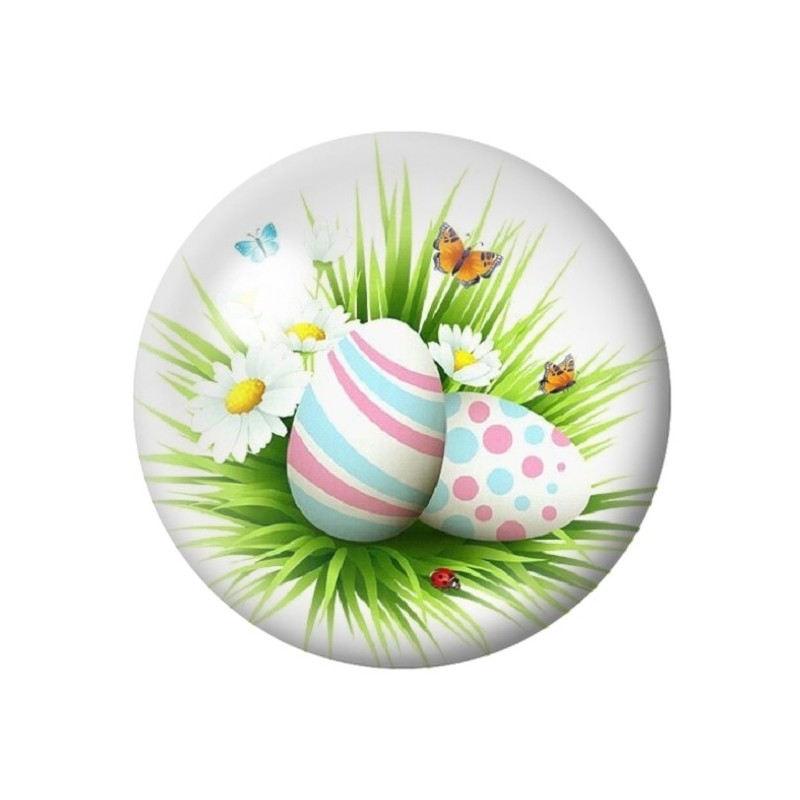 Cabochon en Verre Illustré Oeufs de Pâques 12 à 25mm