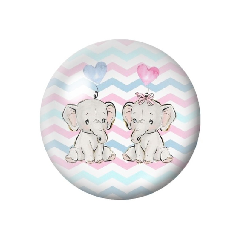 Cabochon en Verre Illustré Eléphanteaux 12 à 25mm