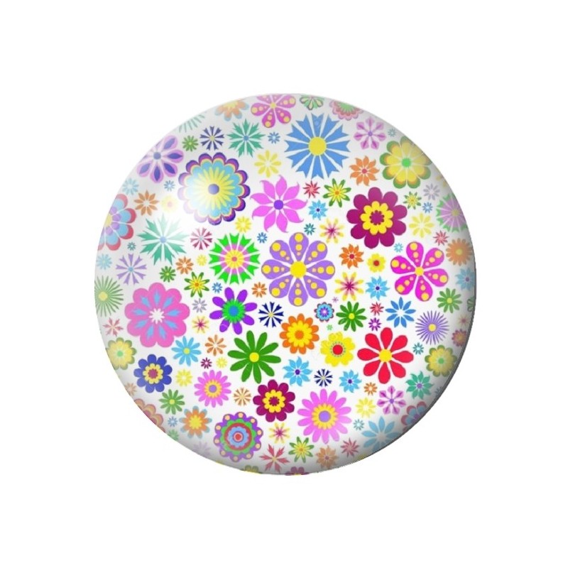 Cabochon en Verre Illustré Fleurs 12 à 25mm